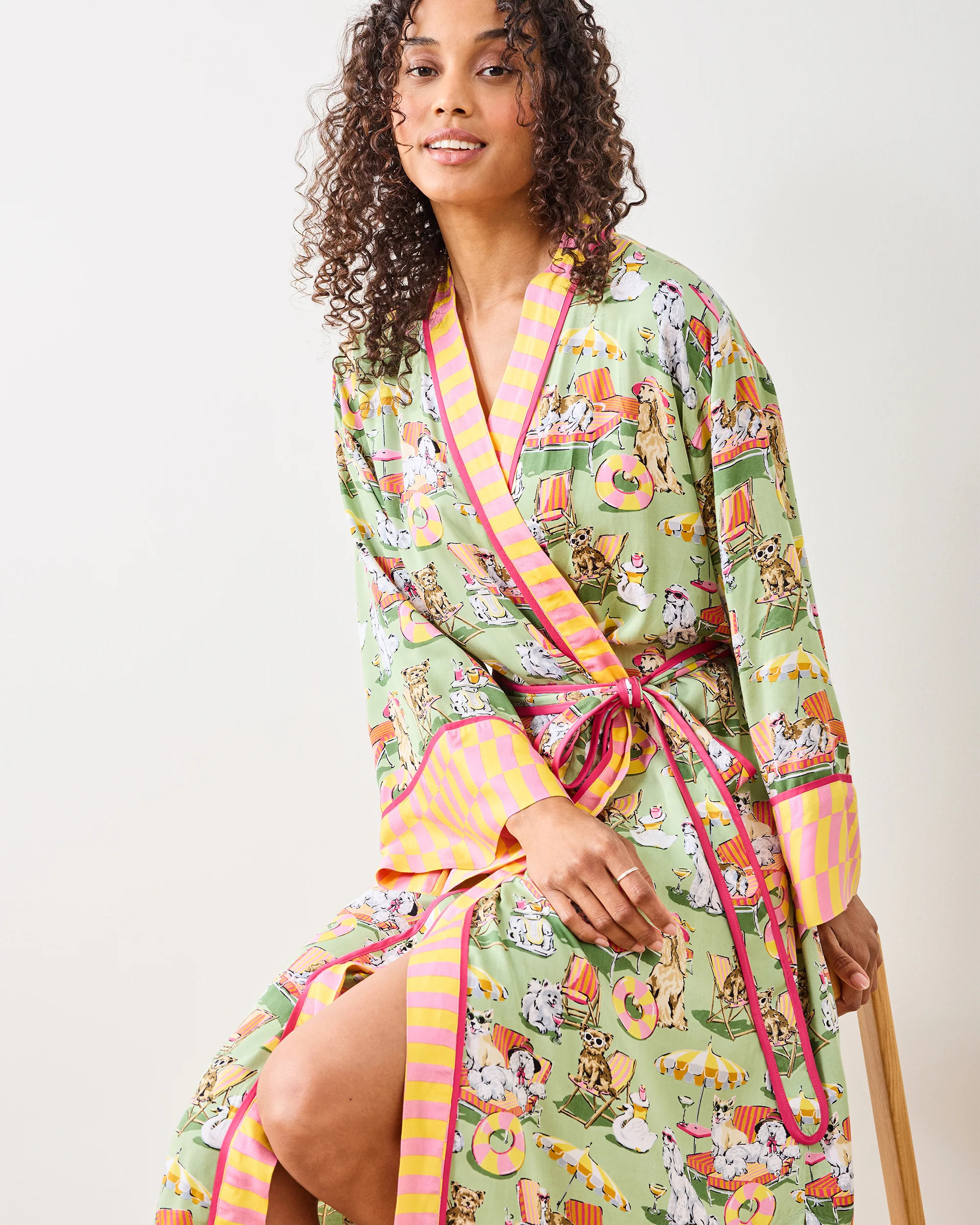 Palm Royale Pooches - Eco Satin Robe - Grasshopper | Printfresh