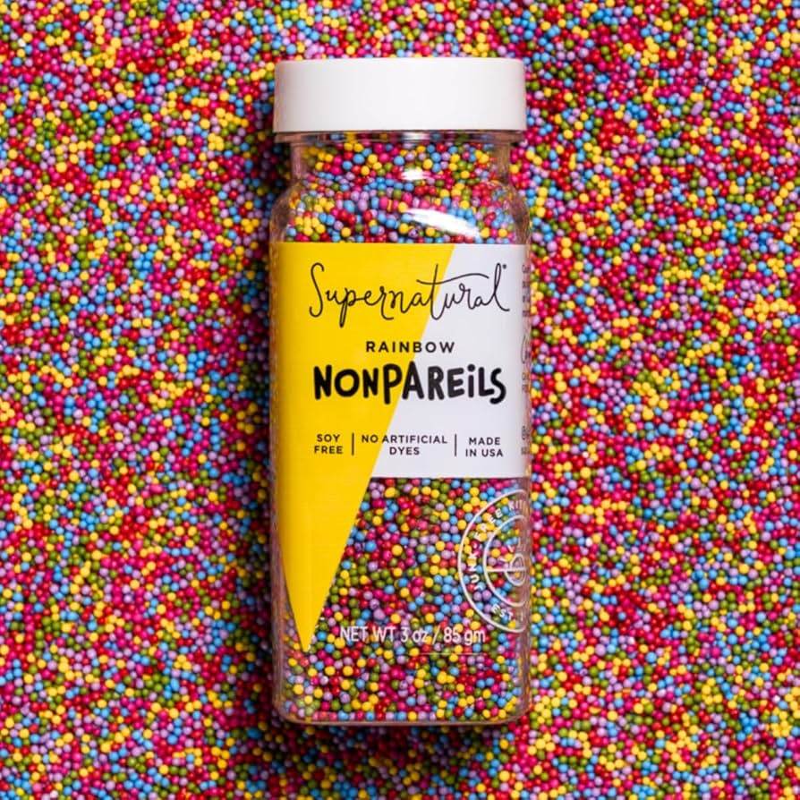 Supernatural Rainbow Nonpareils, Dye-Free Natural Sprinkles, Soy-Free, Gluten-Free, Vegan, Made i... | Amazon (US)