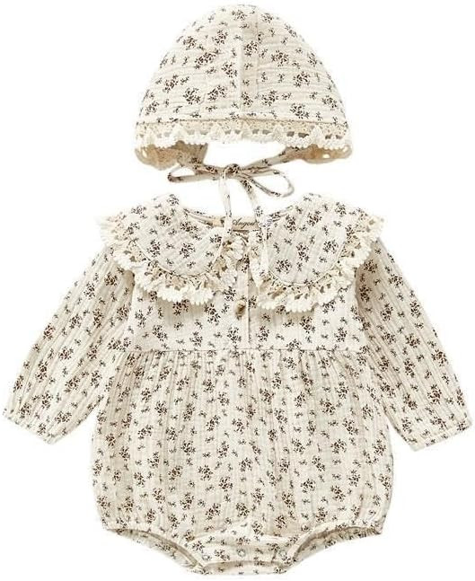 Kids Clothes Spring Autumn Korean Version Girl Floral Wrap Bottom Infant Set Doll Collar Romper T... | Amazon (US)