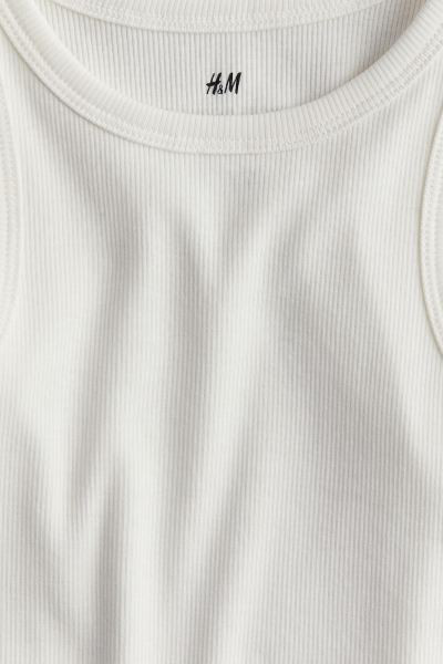 Ribbed Cotton Tank Top - Round Neck - Sleeveless - White - Kids | H&M US | H&M (US + CA)