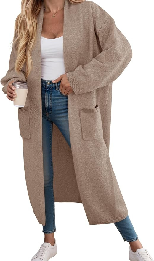 Saodimallsu Womens Long Cardigan Sweaters Chunky Knit Open Front Long Sleeve Casual Duster Coat J... | Amazon (US)