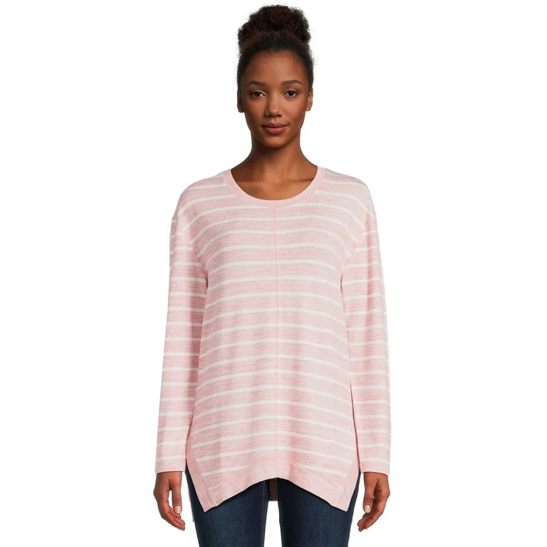 Time and Tru Women's Hacci Knit Tunic Top with Long Sleeves, Sizes S-XXXL | Walmart (US)