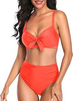 Tempt Me Women Two Piece Swimsuits High Waisted Bikini Set Tummy Control Full Coverage Ruched Tie... | Amazon (US)