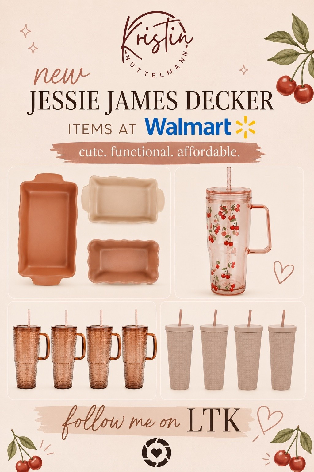 Okay but why are the Jessie James Decker Walmart drops giving ✨main character summer✨ 😍🍒☀️

The cherry tumbler? The blush cups? The baking dishes?!
I’m officially ready for pool days, lake weekends, patio dinners, and all the cute summer hosting moments. 🤍

Walmart seriously understood the assignment with these new finds — and they’re WAY too cute to stay in stock long. 🛒✨
Everything is linked on my LTK!

#LTKSeasonal #LTKHome #LTKSummer #LTKFinds #WalmartFinds #WalmartHome #JessieJamesDecker #SummerStyle #SummerHosting #PoolDayEssentials #NeutralHome #PinkAesthetic #CherryAesthetic #SummerDecor #EverydayStyle #LTKUnder50 #CuteHomeFinds #KitchenFinds #SummerFavorites #PatioSeason

#LTKfoodie #LTKHome #LTKSeasonal