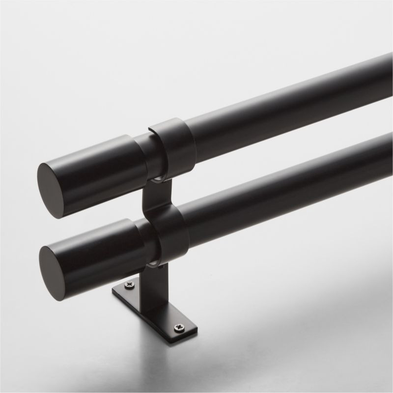 Porter Modern Matte Black Double Curtain Rod 28"-48"x1.25" + Reviews | CB2 | CB2