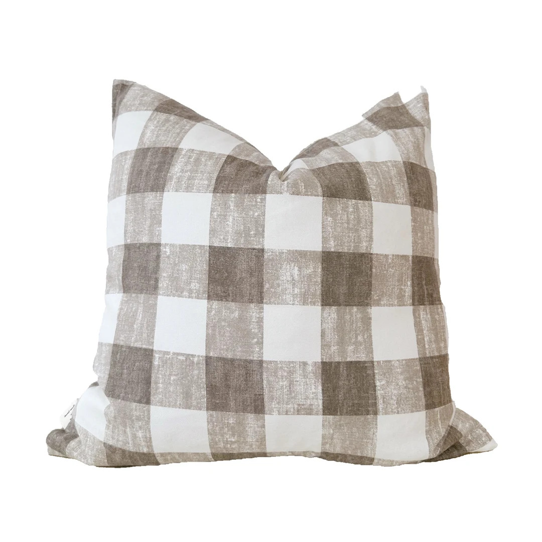 Gray and Tan Color Pillow Cover Check Pillow Cover - Etsy | Etsy (US)