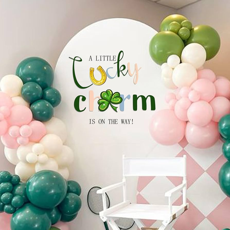 A Little Charm is on The Way Decal Sign - St Patrick's Day Baby Shower Decoration, Decal for Back... | Amazon (US)