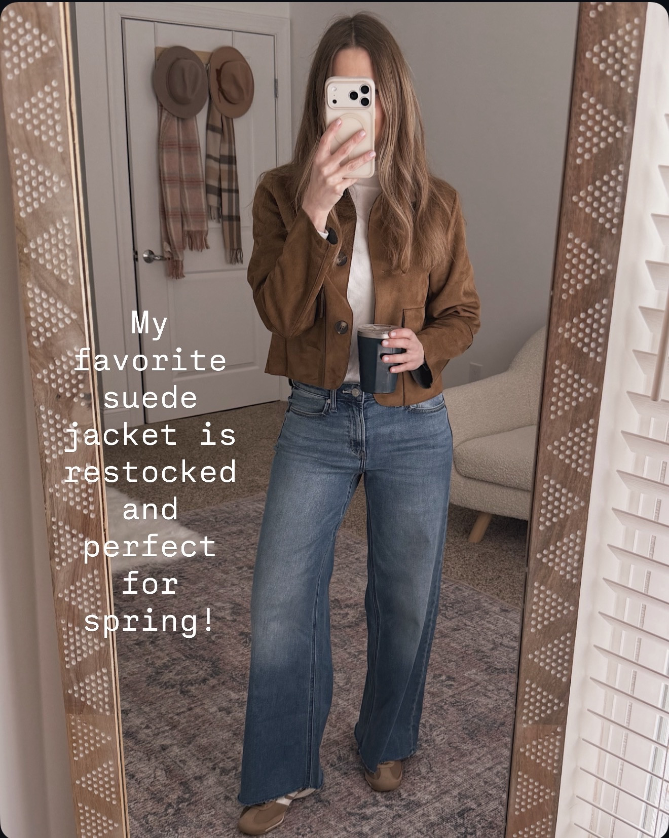 My favorite suede jacket is finally restocked and it’s the perfect lightweight layer for spring. I throw it over denim and a simple tee and it instantly makes the whole outfit feel elevated.

brown suede jacket outfit, spring layering piece, lightweight spring jacket, wide leg jeans outfit, neutral everyday style, classic capsule wardrobe, casual chic spring look, affordable suede jacket for women

#LTKmomlife #LTKOver40 #LTKSeasonal