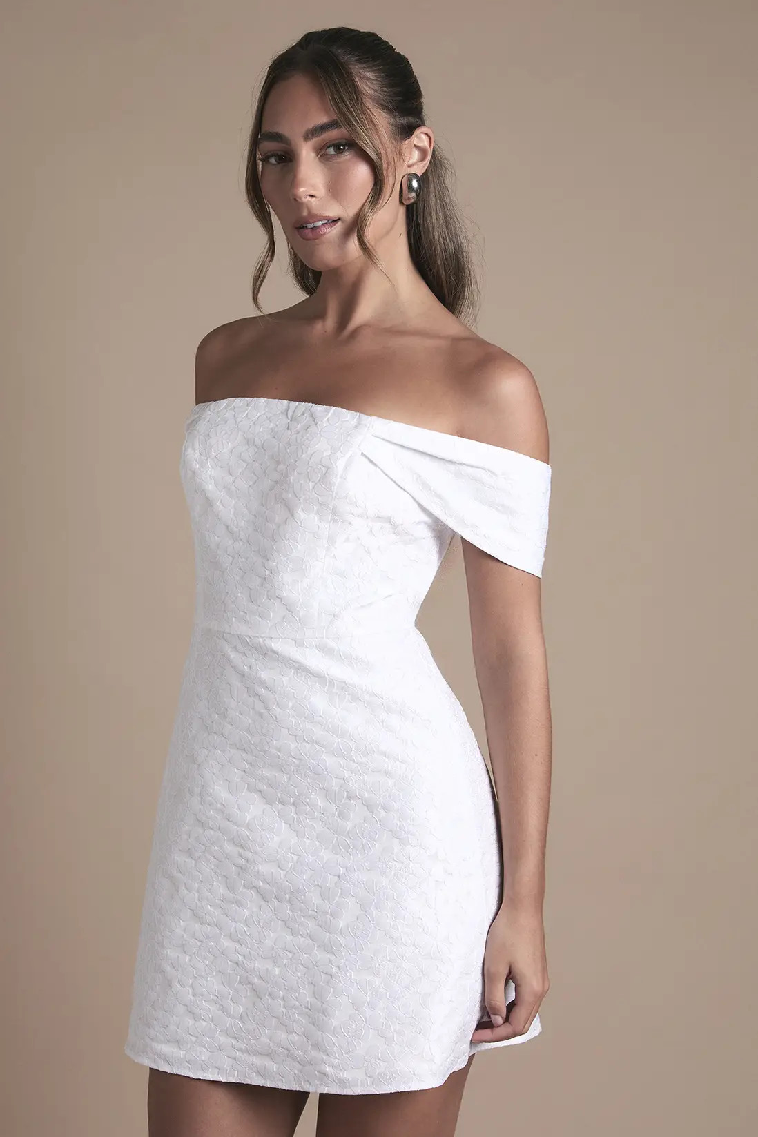 Dresses | Oasis By Coast Off The Shoulder Jacquard Wedding Mini Dress | Oasis | Debenhams UK