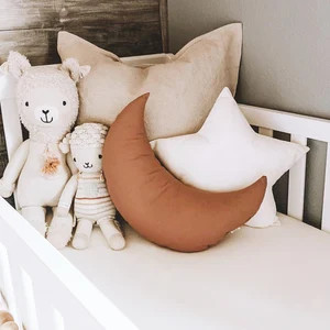 Beige Faux fur star decorative pillow, baby moon pillow, kids room pillow, nursery pillow, beige ... | Etsy (US)