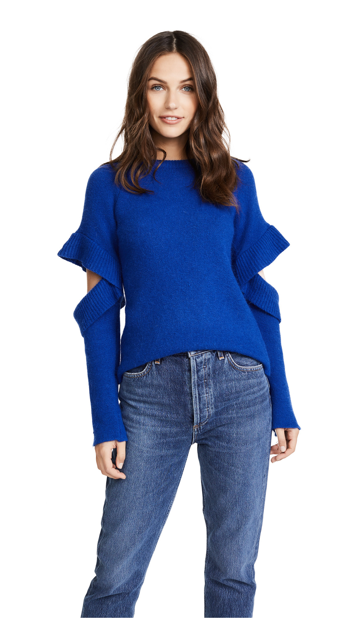 endless rose Sweater with Sleeve Ruffle Detail | Shopbop