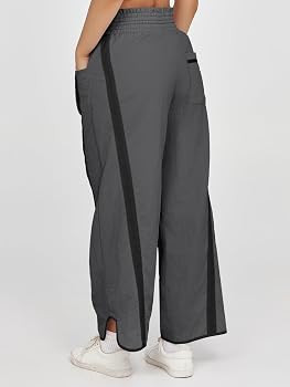 Fisoew Women's Baggy Wide Leg Pants Casual Drawstring Elastic Waisted Contrast Color Workout Y2K ... | Amazon (US)
