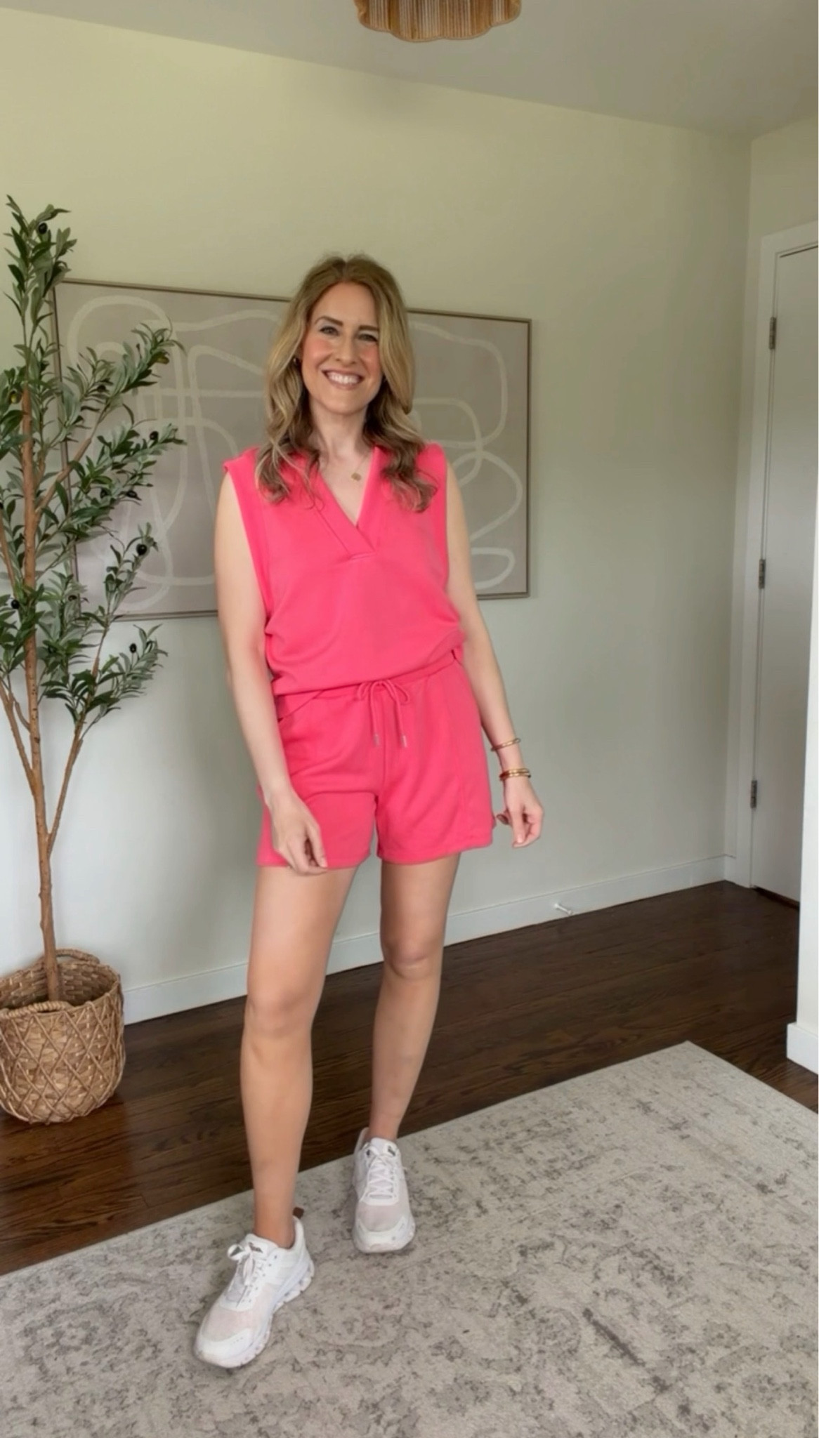 Walmart scubaknit sleeveless top and pull on shorts, luxe for less athleisure. Soft smooth and stretchy with nice drape. However it runs big! Go down a size. I’m in a small and need XS. #walmartfashion

#LTKOver40
