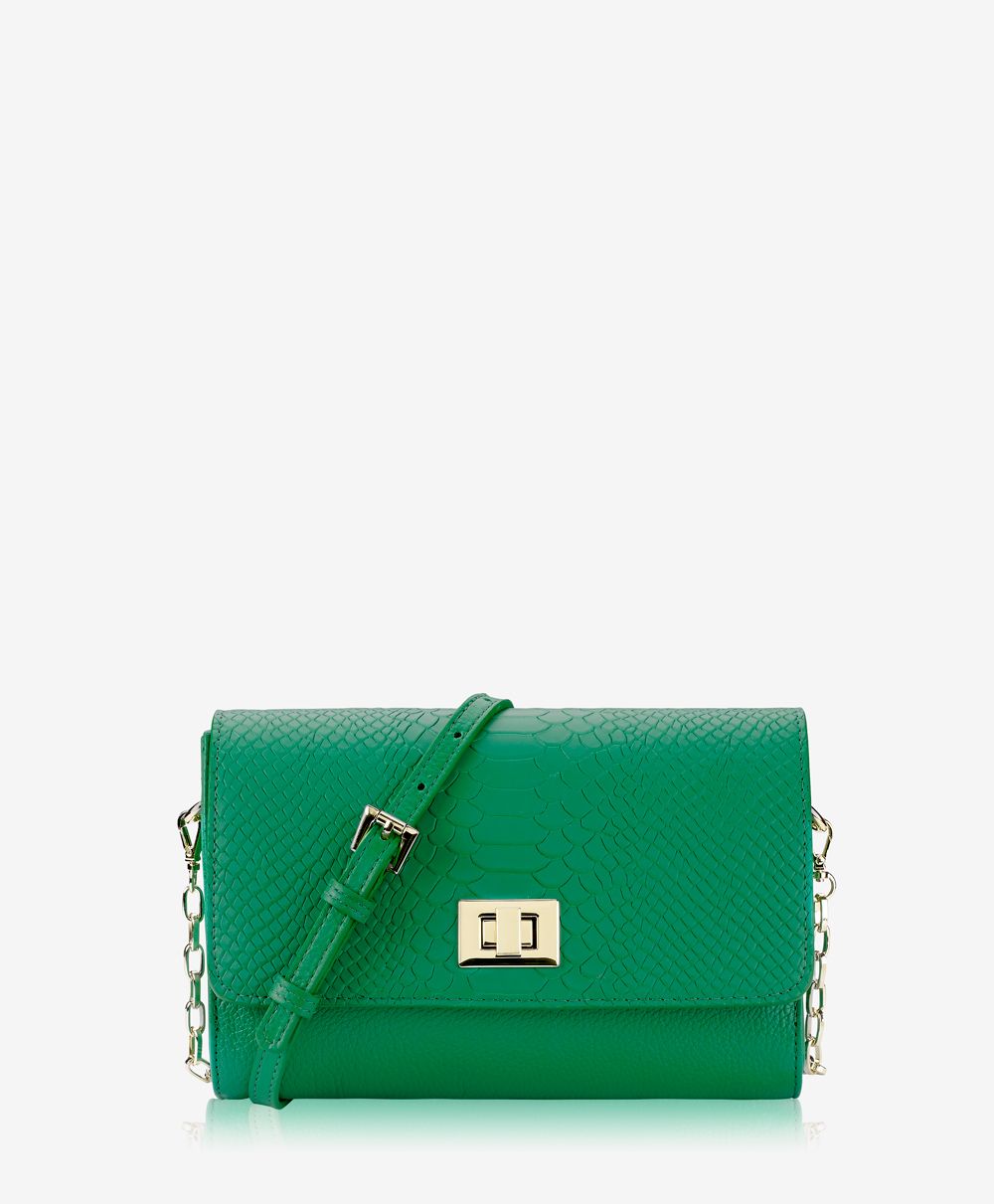Catherine Crossbody Handbag Jade Embossed Python Leather | GiGi New York