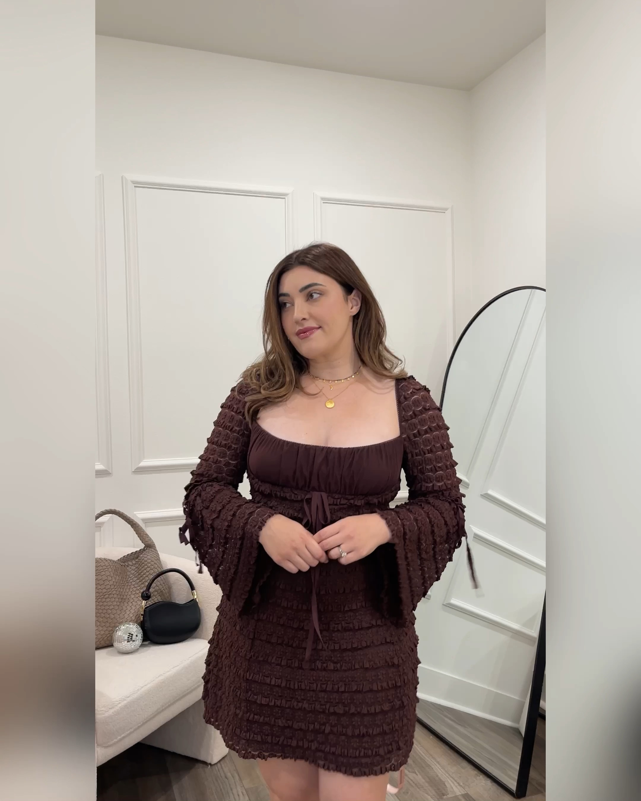 Fall date night look with Satya Jewelry! Wearing three gold detail layered necklaces for the perfect extra sparkle. 

#LTKGiftGuide #LTKHoliday #LTKSeasonal