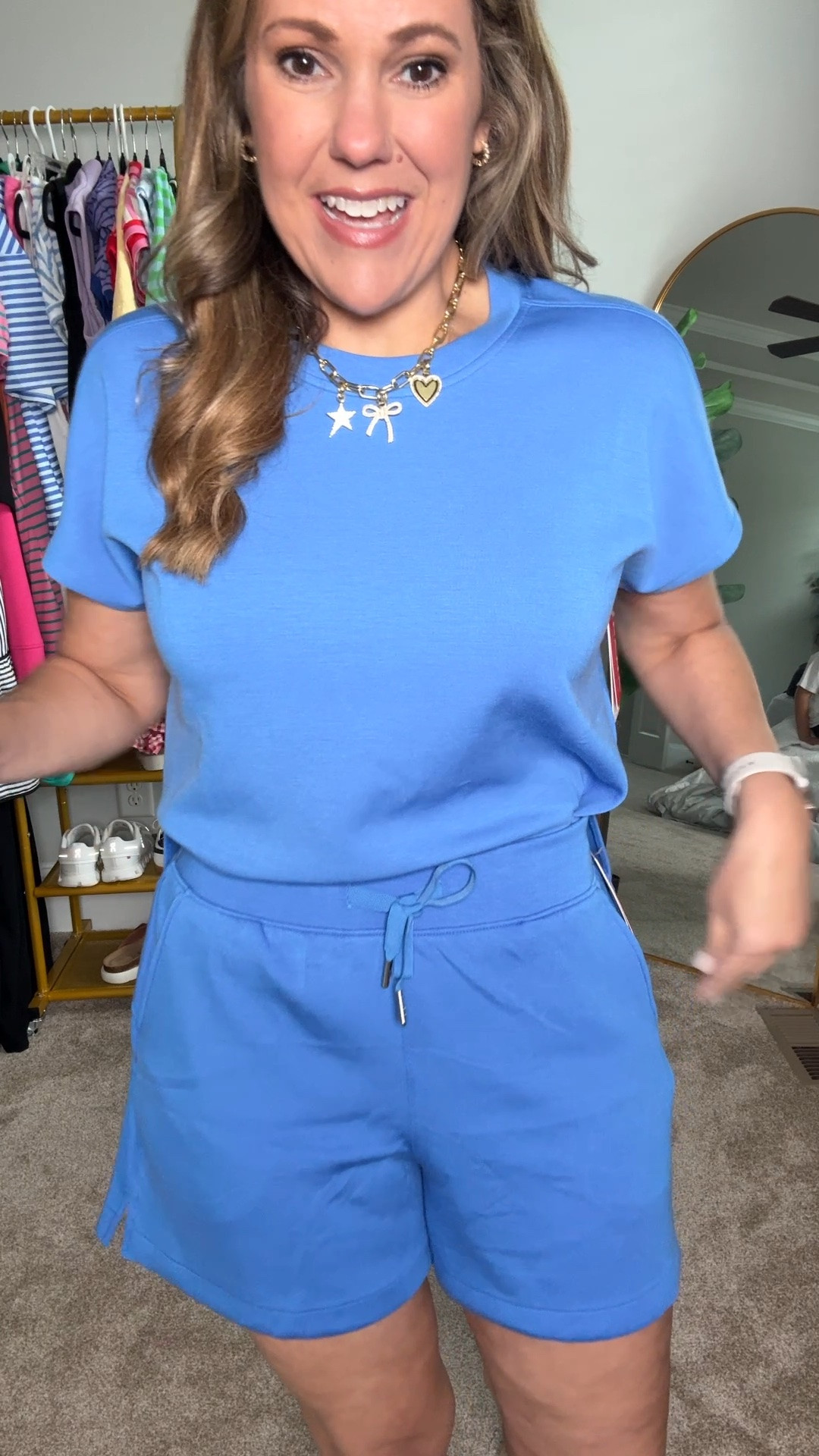 My new favorite two piece set from @spanx! Shorts at the perfect length and a super lightweight shirt! Winner