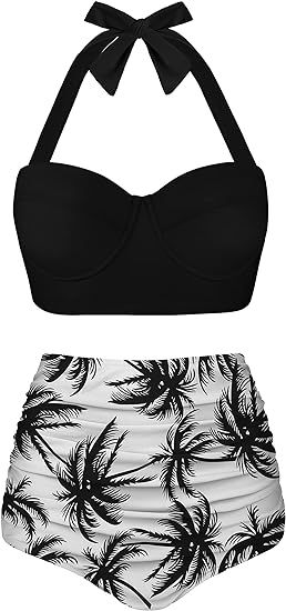 Angerella Women Vintage Polka Dot High Waisted Bathing Suits Bikini Set | Amazon (US)