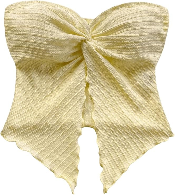 SOLY HUX Women's Tube Top Twist Split Hem Strapless Sleeveless Asymmetrical Going Out Crop Tops | Amazon (US)