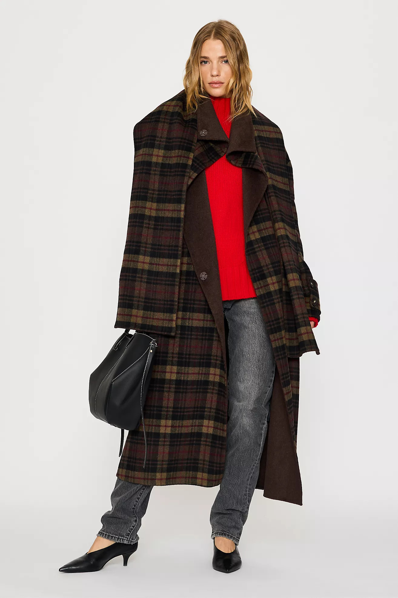 By Anthropologie Wool-Blend Scarf Check Maxi Coat | Anthropologie (UK)