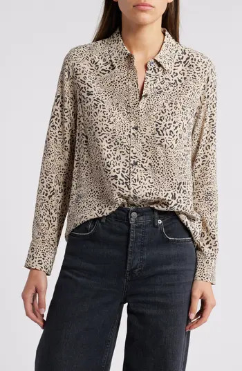 Kate Wild Cat Print Button-Up Shirt | Nordstrom