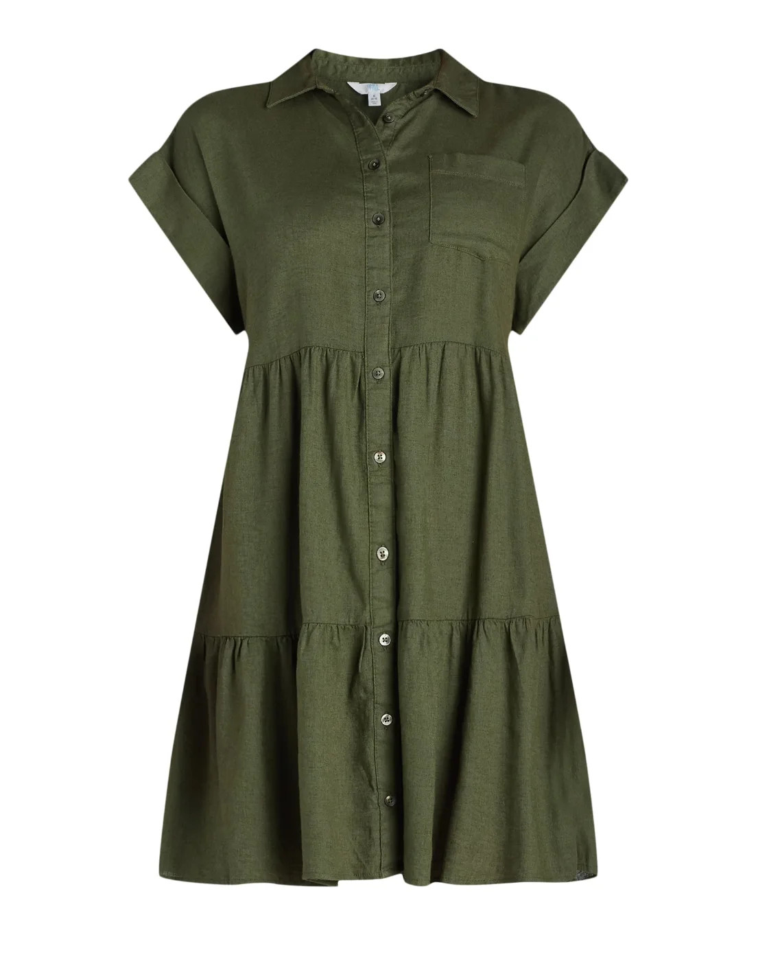 Time and Tru Women's Tiered Mini Shirt Dress, Sizes XS-XXXL | Walmart (US)