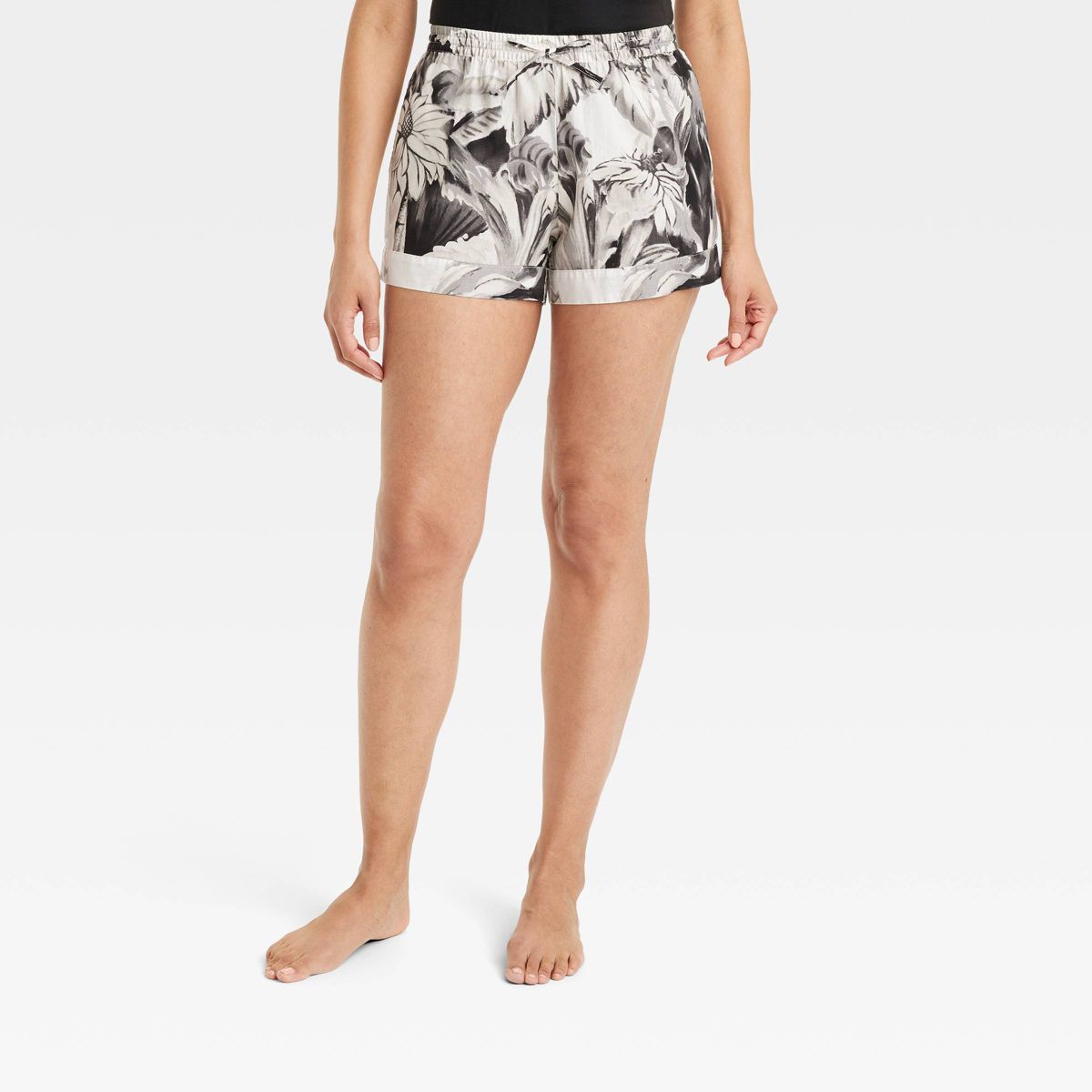 Women's Cotton Blend Pajama Shorts - Stars Above™ Black/White/Floral S | Target