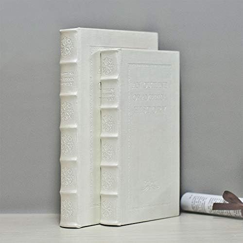 NC Decorative Books with White Faux Leather woodon Book Box for Decoration Display Cafe Hotel Home B | Amazon (US)