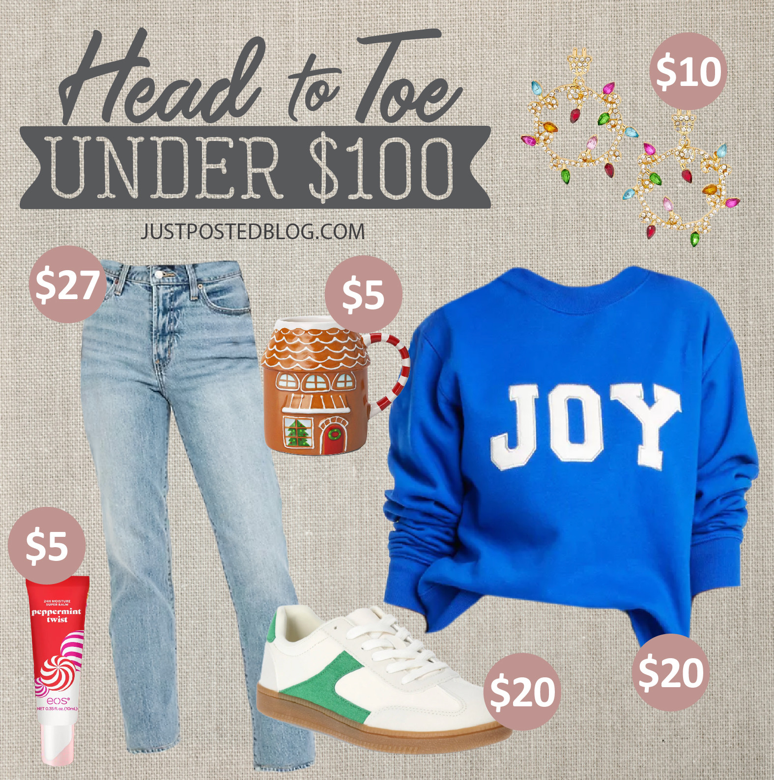 The bright blue Joy sweatshirt is only $20 and makes such a cute Holiday look! Loving the accessories in this look too! 

 #LTKHoliday #LTKSeasonal #LTKFindsUnder100