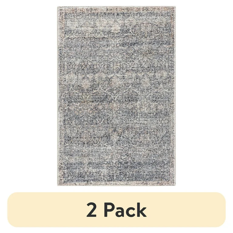 (2 pack) Better Homes & Gardens Damask Multi Indoor Area Rug, 2' x 3' | Walmart (US)