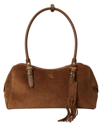 Lauren Ralph Lauren Marcy Zipper Leather Large Satchel Handbag - Light Tobacco | Macy's
