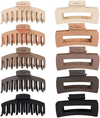 10 Pcs Large Hair Claw Clips 4.3" Non-slip Big Matte Banana Hair Claw Clips for Women Girls , Str... | Amazon (US)