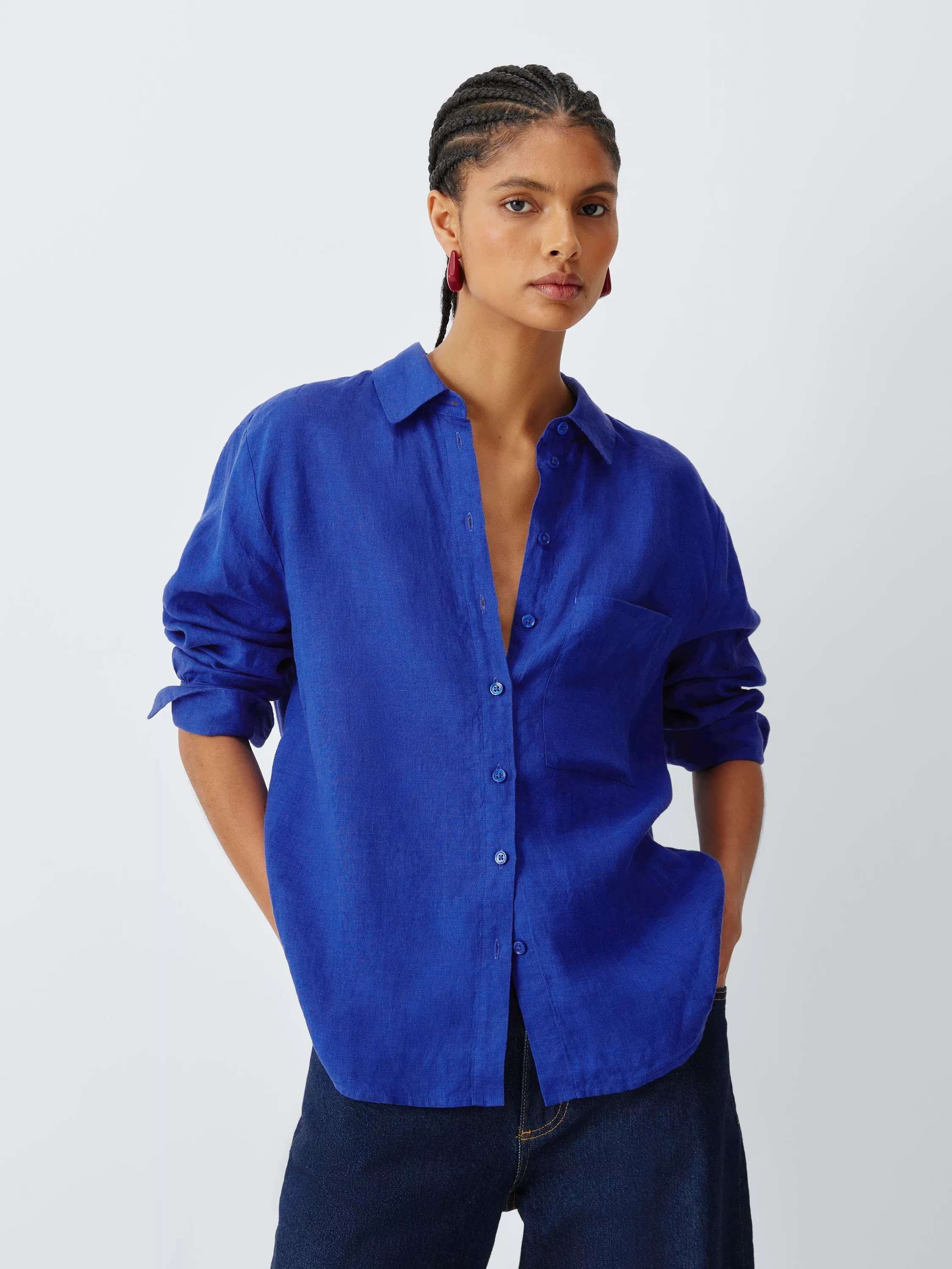Pure Linen Shirt, Baja Blue | John Lewis (UK)
