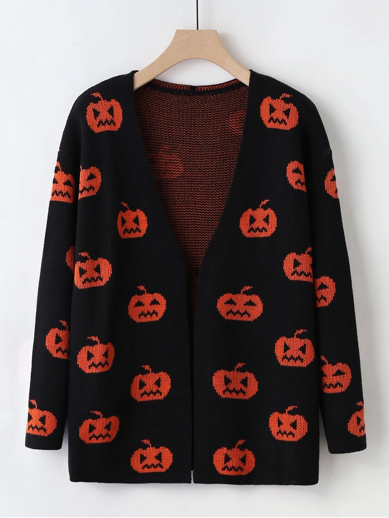 Halloween Pumpkin Pattern Drop Shoulder Cardigan | SHEIN