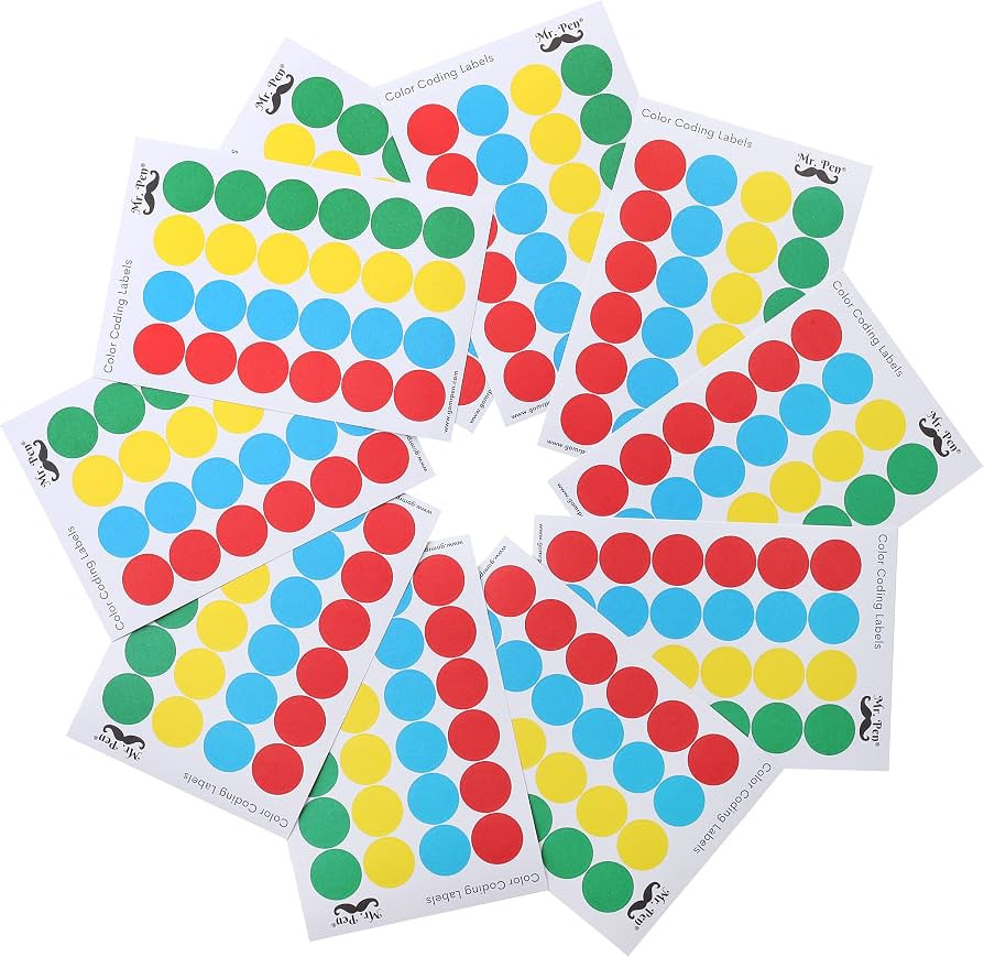 Mr. Pen Color Coding Labels - Assorted Colors, 1008pcs, Round Labels, ' Dot Stickers | Amazon (US)