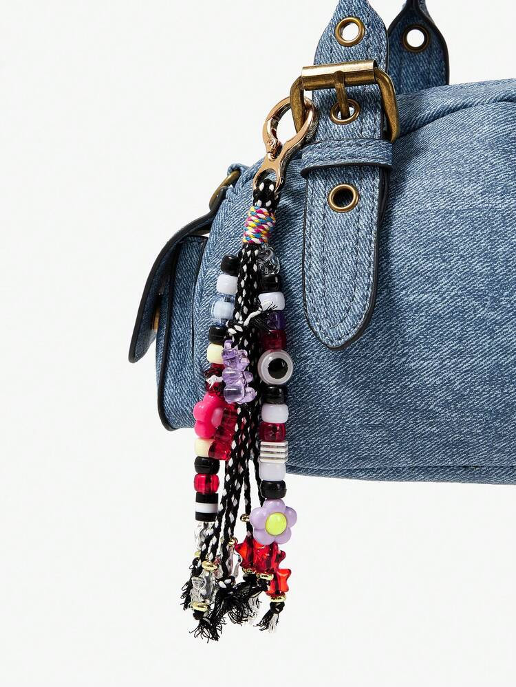 Viva Strut 1 Piece Fringed Beaded Braided Rope Cute Little Flower Bag Keychain Pendant Braided Ro... | SHEIN