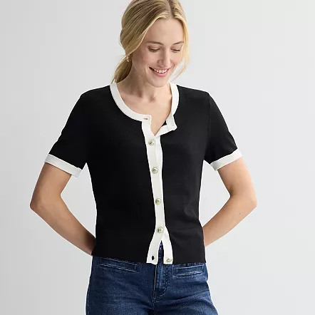 Women's Nine West Jersey Short Sleeve Cardigan, Size: XS, Emma Purple | Kohl's
