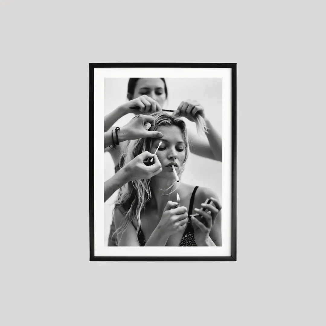 Kate Moss Getting Ready, Black and White Photography Print, Fashion Wall Art, Fine Art Poster, Ed... | Etsy (US)