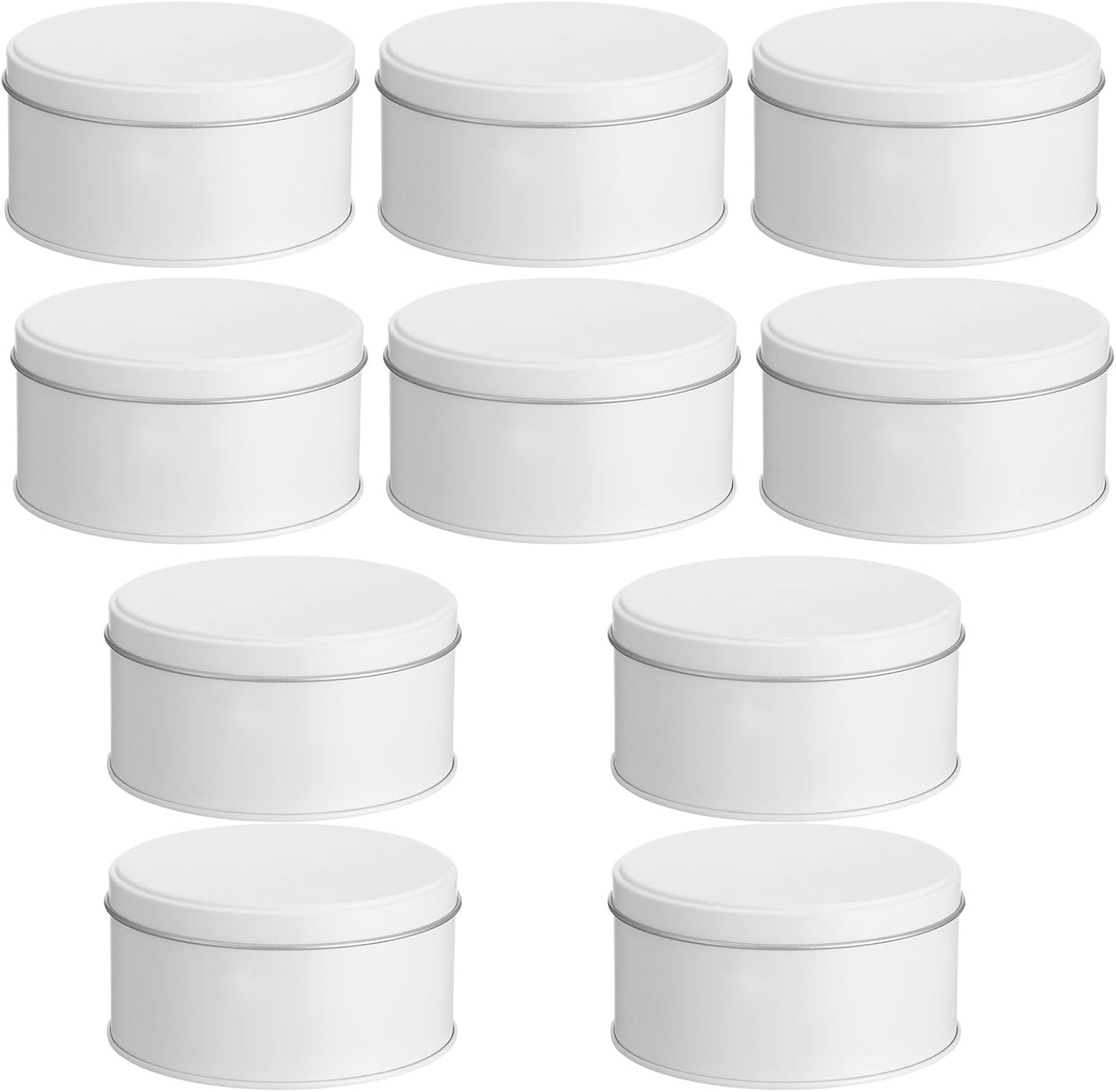 Hicarer 10 Pack Pure White Cookie Tins with Lids Round Mini Cake Gift Metal Empty Tin Cookies Con... | Amazon (US)