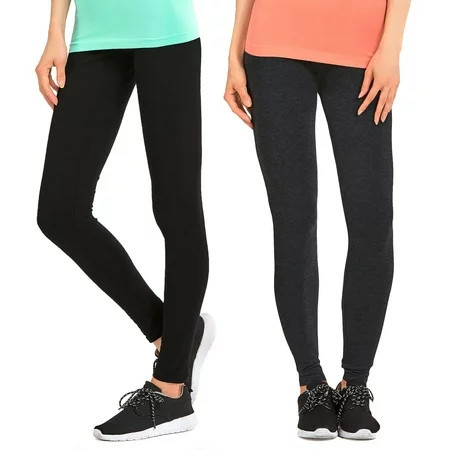 Women & Plus Cotton High Waist Full Length Cotton Workout Leggings (BLACK/CHARCOAL S) | Walmart (US)