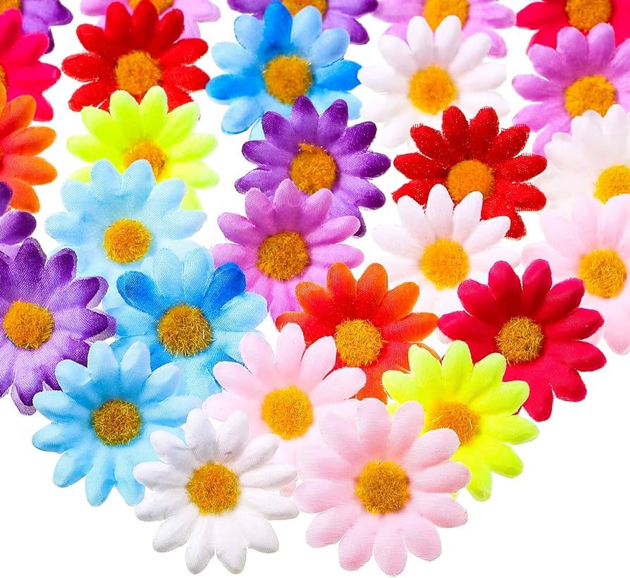 WILLBOND 100 Packs Fabric Daisy Flower Heads Faux Flowers 4 cm Artificial Daisies Craft for Easte... | Amazon (US)