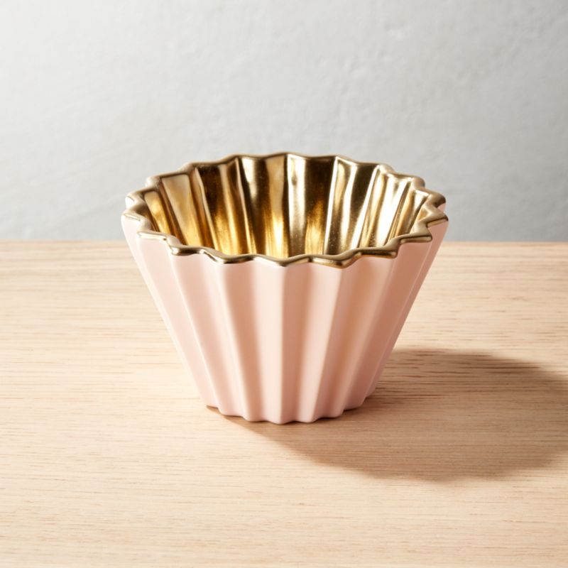 Crinkle Pink and Gold Bowl + Reviews | CB2 | CB2