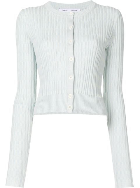 Proenza Schouler White Label MINI GEO RIB CROPPED CARDIGAN SWEATER - Farfetch | Farfetch (US)