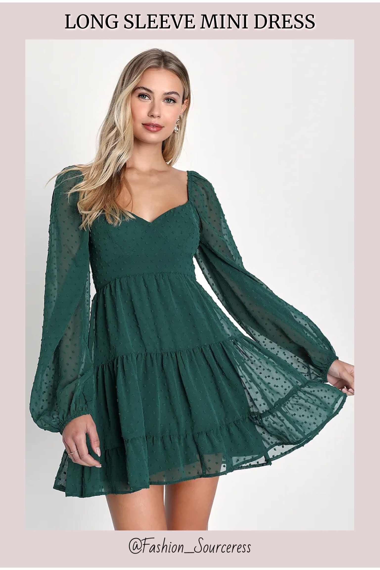 chinese dress ladies Jadee Long Sleeve Mini Dress Green Burnout