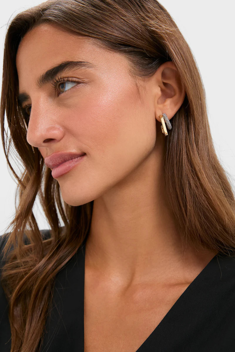 Gold, Silver and Crystal Tina Mini Pave Earrings | Tuckernuck (US)