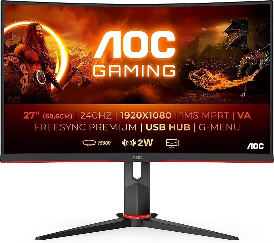 AOC Gaming C27G2ZU - 27 Zoll FHD Curved Monitor, 240 Hz, 0.5ms, FreeSync Premium (1920x1080, HDMI... | Amazon (DE)