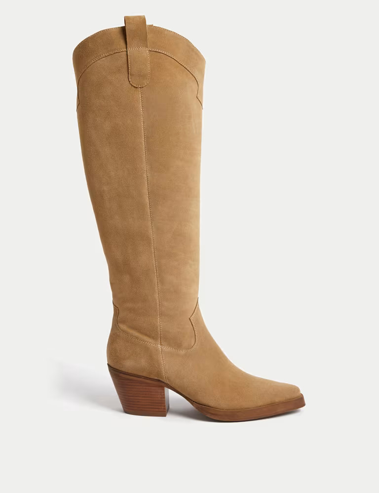 Suede Cow Boy Knee High Boots | Marks & Spencer (UK)