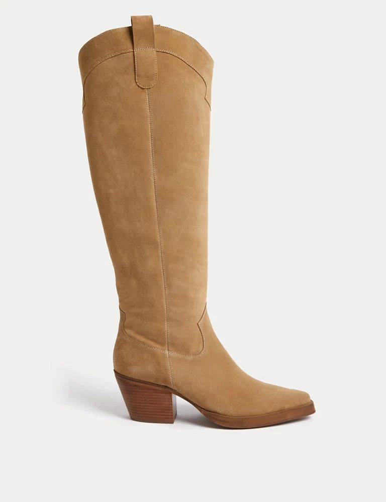 Suede Cow Boy Knee High Boots | Marks & Spencer (UK)