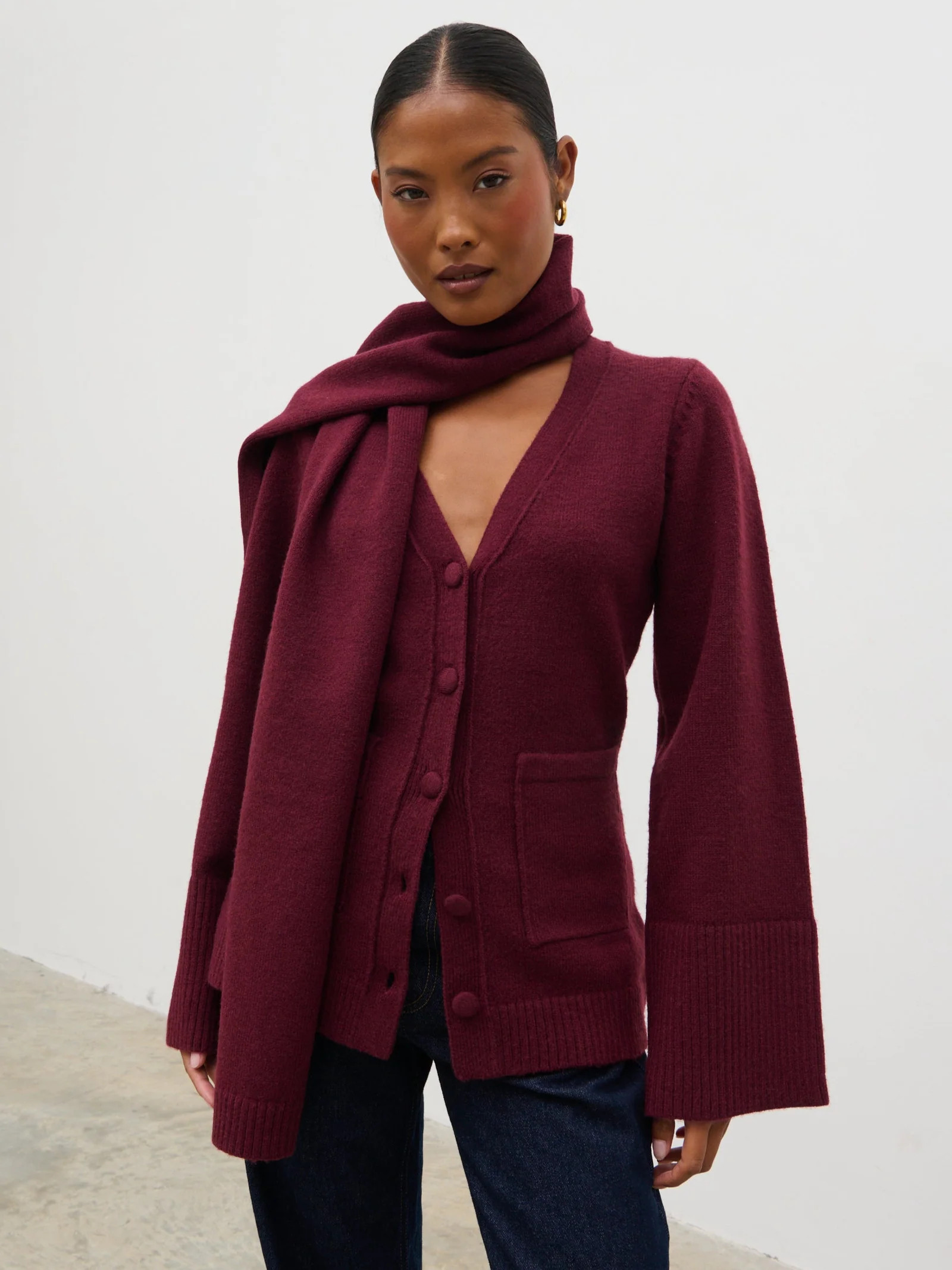 Florie Knit Cardigan with Scarf | Pretty Lavish (UK)