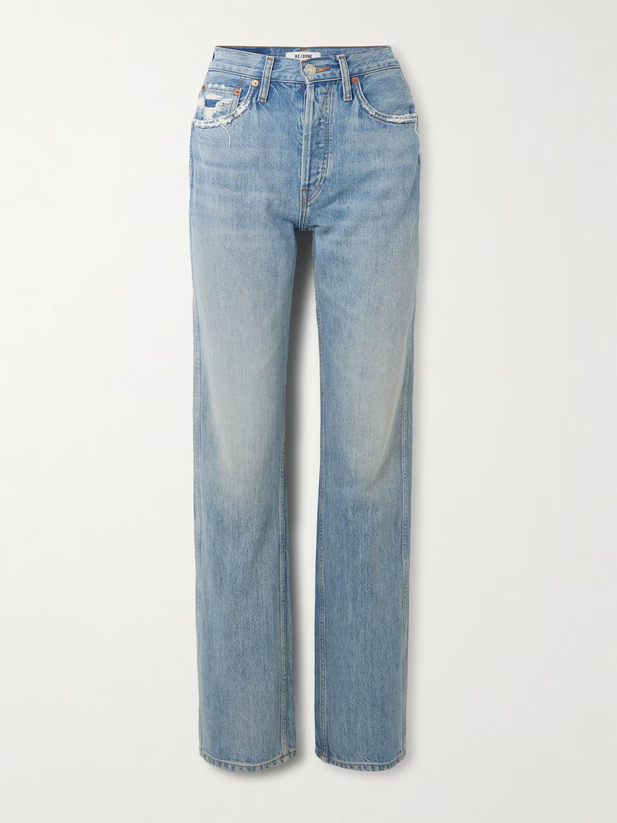 90s distressed high-rise straight-leg organic jeans | NET-A-PORTER (US)