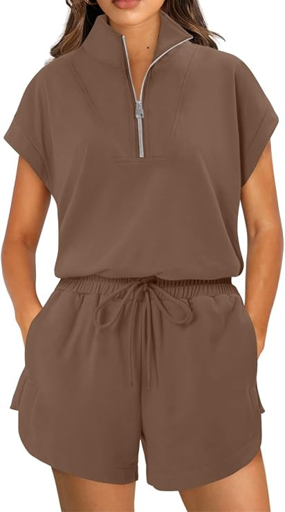 KISSMODA Two Piece Sets for Women Sweatsuit Casual Tracksuits Short Sleeve Tops and Shorts 2026 L... | Amazon (US)